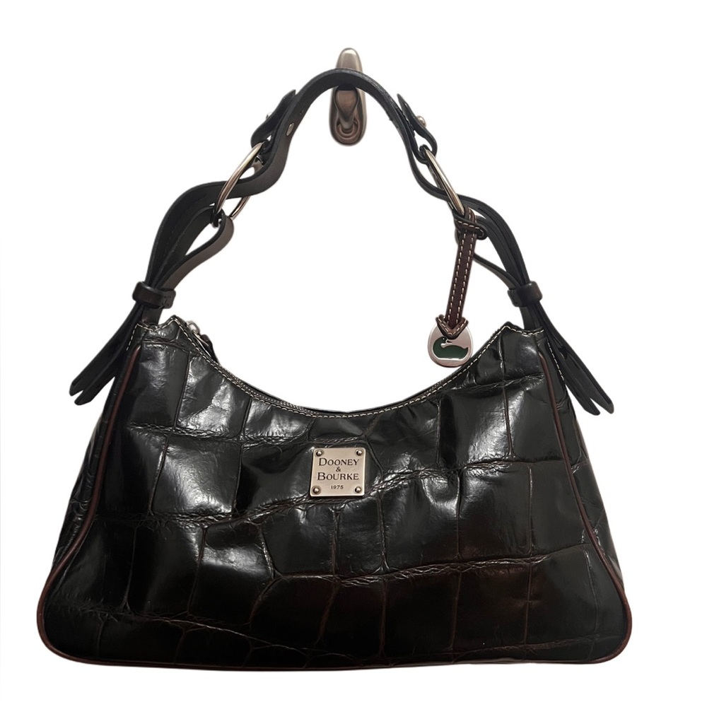 Dooney & Bourke Nile Collection Large Hobo Purse Vintage Crocodile Style Leather